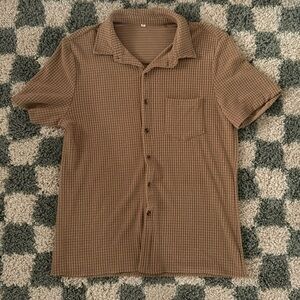 Men’s Waffled Terrycloth Button Down Pocket Collared shirt